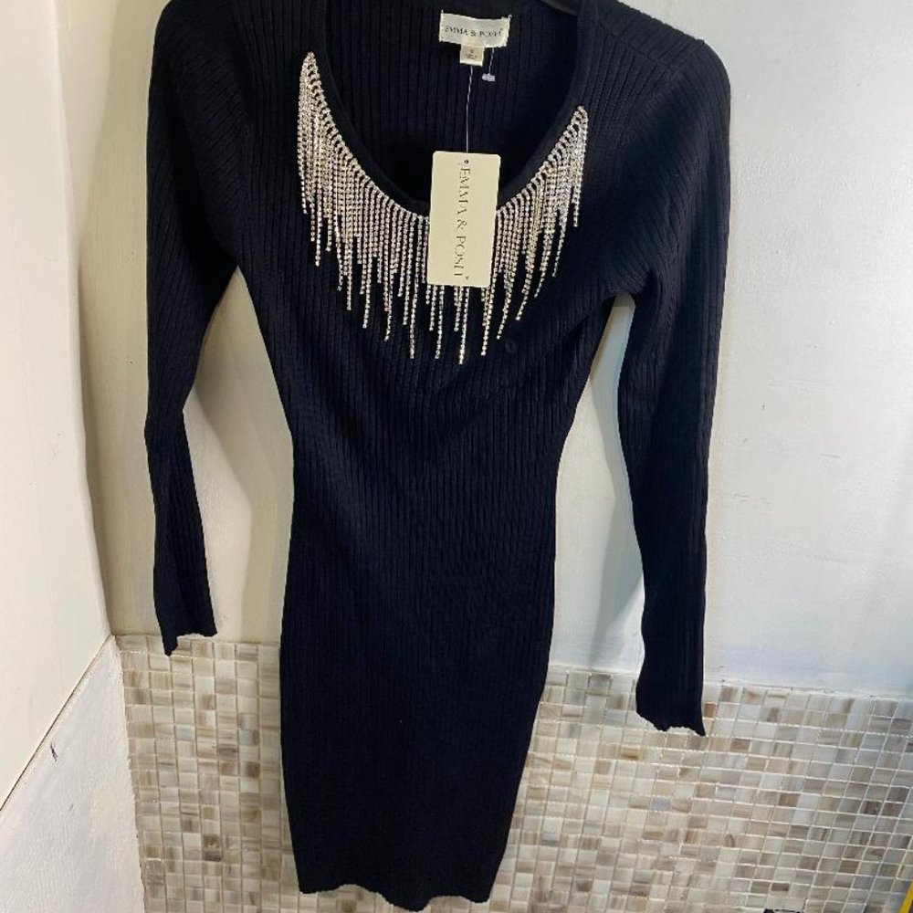Black chain dress-Emma & Posh (New-Sz S)